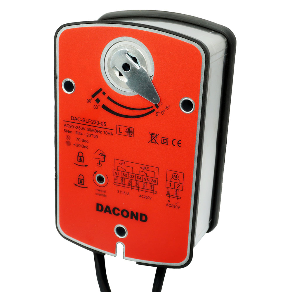 Электропривод DACOND DAC-BLF24-02 (2,5 Н·м, 24 В, для ОЗК, с пружиной)
