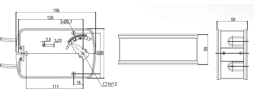 FSE15N230S (OEM) электропривод ON/OFF, реверсивный для противопож. клапанов с 2-я доп.переключател — Габаритные размеры